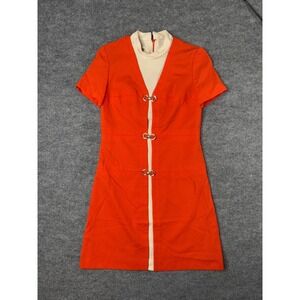 Vintage 1960s Dana Hall Orange Mod Mini Dress Ring Detail California S